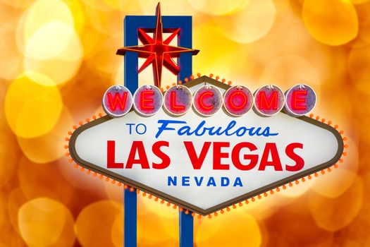 Welcome to Fabulous Las Vegas sign blurred highlights bokeh Nevada photo mount