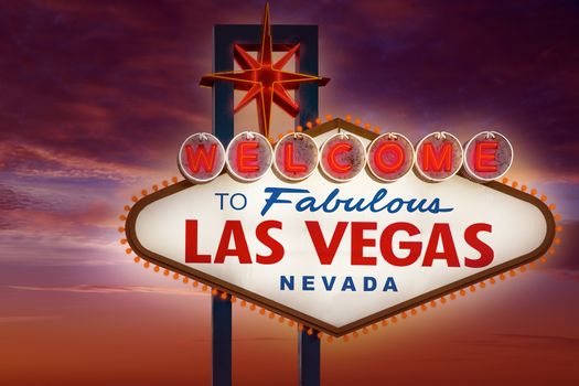 Welcome to Fabulous Las Vegas sign sunset sky Nevada photo mount