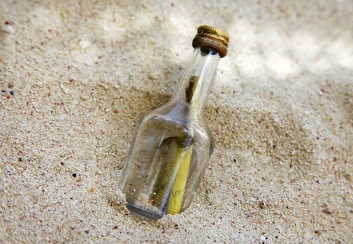 Message in the bottle on blue background