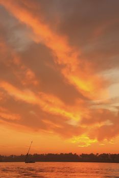 Sunset over the Nile river, Luxor, Egypt