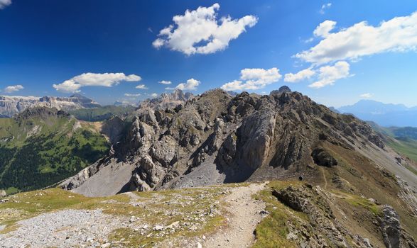 summer view of Lastei ridge from Bepi Zac footpath, Trentino, Italy