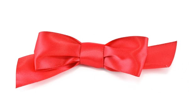 Red satin bow, isolated on white background