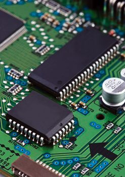 Microchips on circuit board