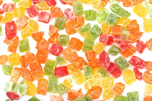 Sweet candied fruits as background