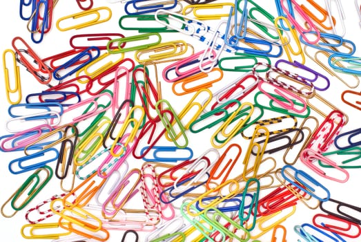 Different paper clips as background
