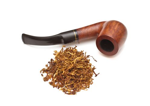 Smoking pipe with tobacco, isolated