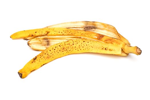 Banana peel on white background