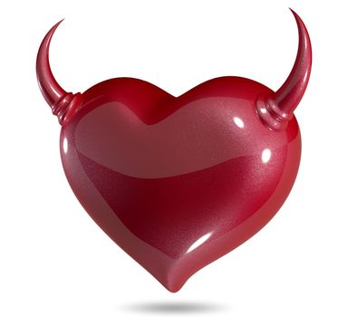 3d illustration symbolic red heart on a white background