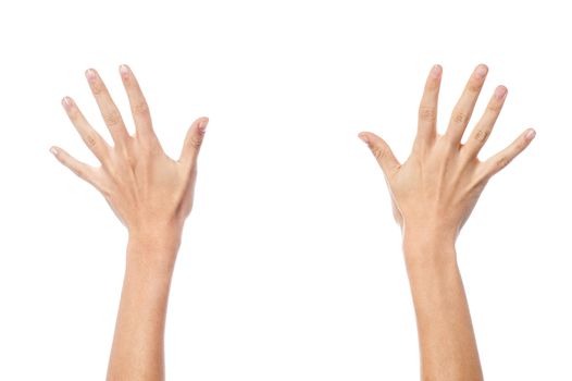 Female hands isolated on white background