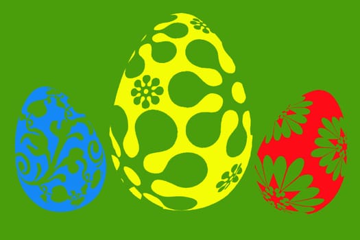 abstract eggs on a green background