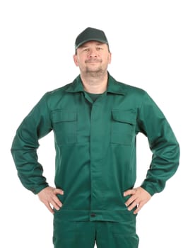 Worker in workwear. Isolated on a white background.
