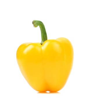 Yellow pepper close up. Isolated on a white background.