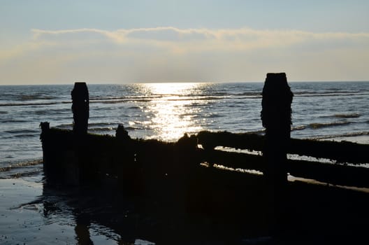 Coastal sea defence along the English coast.