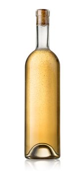 White wine in a bottle isolated on a white background