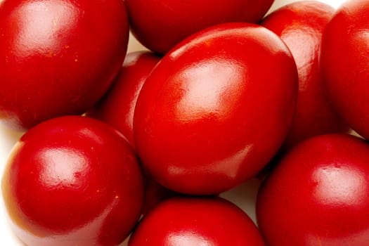 Red easter eggs closeup macro