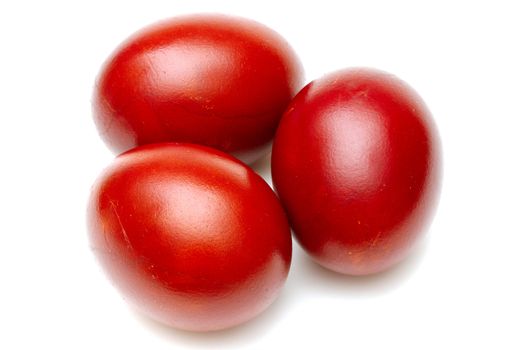 Red easter eggs, isolated on white