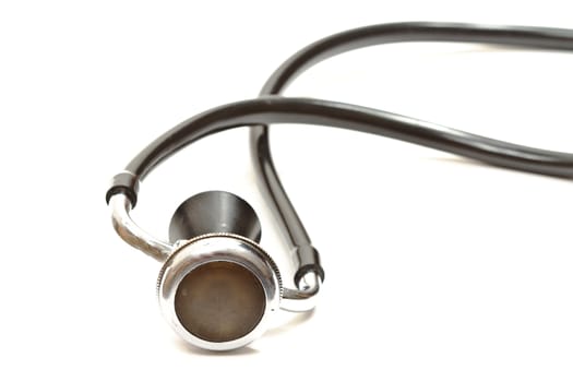 Medical stethoscope isolated on white background. Closeup