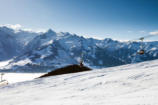 Cable car going to Schmitten ski resort in Zell Am See, Austria