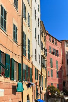 typical houses in Camogli, small town in Liguria, Italy
