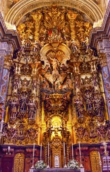 Basilica Altar Piece Church of El Salvador, Iglesia de El Salvador, Andalusia, Seville Spain.  Built in the 1700s.  Second largest church in Seville.