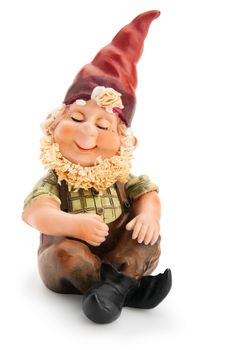 Sitting Gnome isolated with clipping path 