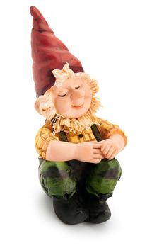 Sitting Gnome isolated with clipping path 