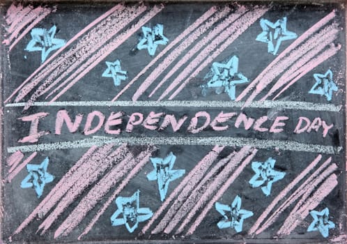 hand drawing of independence day holiday grunge design on chalkboard or blackboard