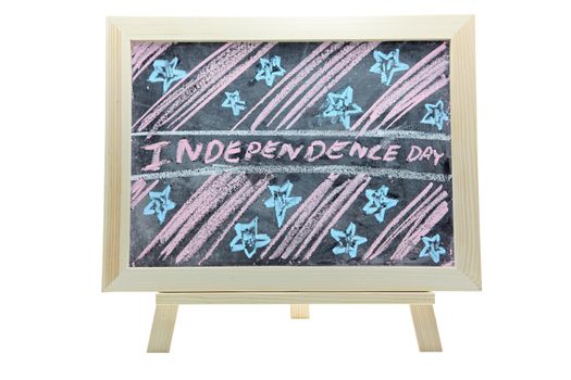 hand drawing of independence day holiday grunge design on chalkboard or blackboard