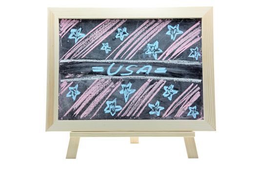 free drawing of independence day USA holiday grunge design on chalkboard or blackboard