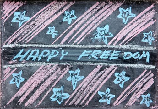 free drawing of independence day holiday grunge design on chalkboard or blackboard