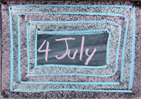 hand drawing of independence day holiday grunge design on chalkboard or blackboard