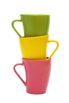 Beautiful color mugs on a white background