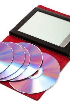 reader in a leather cover on a white background