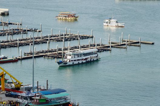 Area boat docks in the bay of Pattaya pier, Thailand