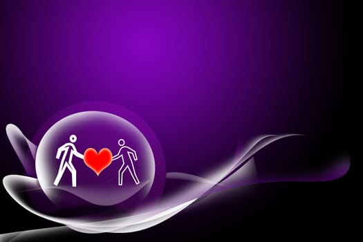 abstract curve and heart purple background