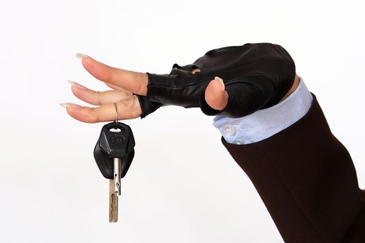 close up of female hand holding a car keys