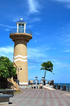 lighthouse with blue sky, Thailand