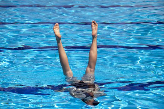 Synchronized swimmers legs movement