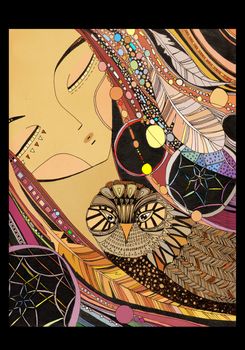 Girl with an owl. Illustration. digital art