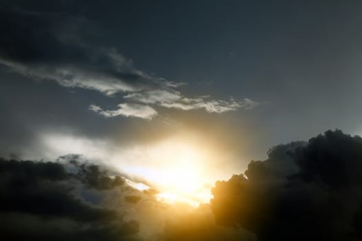 Dramatic Cloudscape Area with Ray of Sun Light