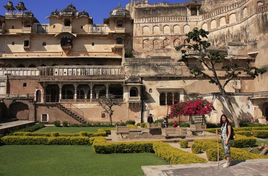 Courtyard garden, Bundi Palace, Rajasthan, India