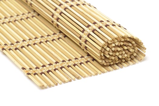 Bamboo mat on white background