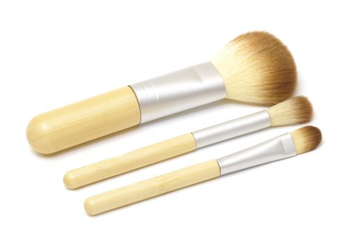 Makeup brushes on white background