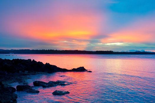 Tropical sunset in Shiargao island, Philippines