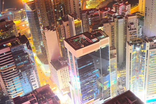 Top view on Hong Kong at night
