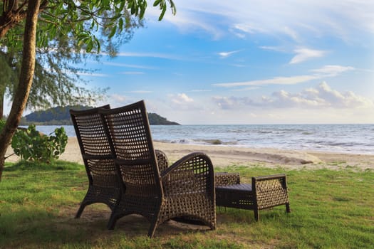 Beach chair on sand beach for relaxing