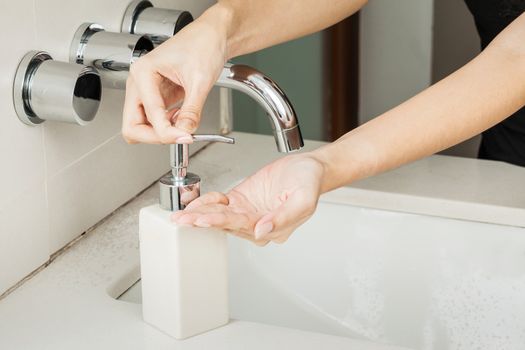 Washing hands with soap