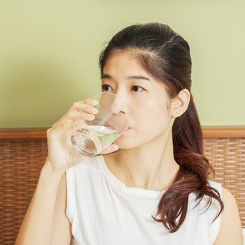 woman drinking water