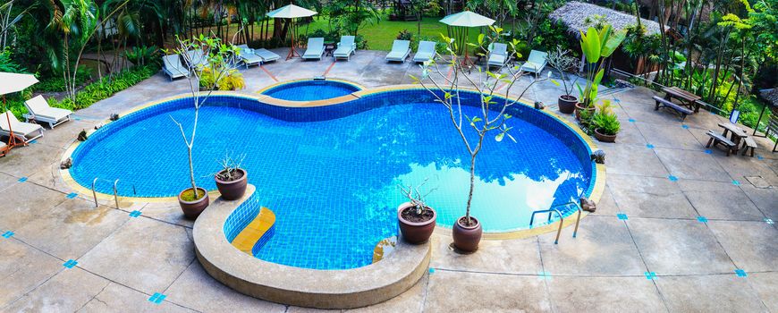 swimming pool panorama in Thailand