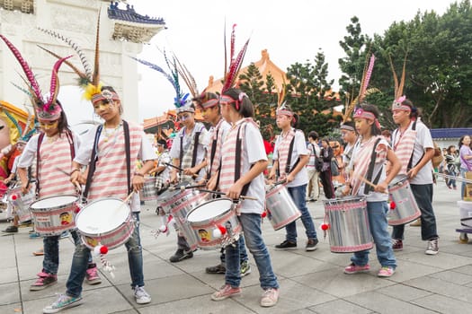 Costumed revelers march with floats in the annual Dream Parade on October 19, 2013, in Taipei, Taiwan.